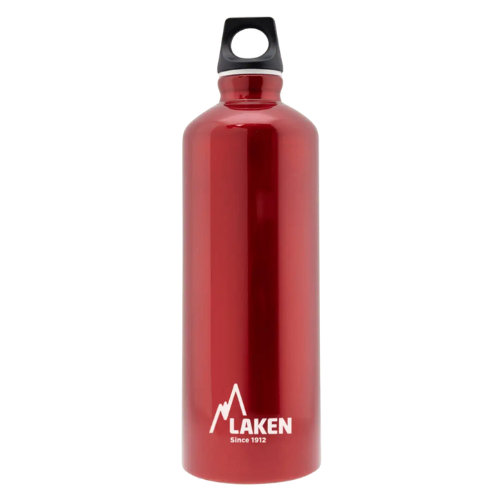 Botella de aluminio roja de 0,75 litros con tapón FUTURA negro