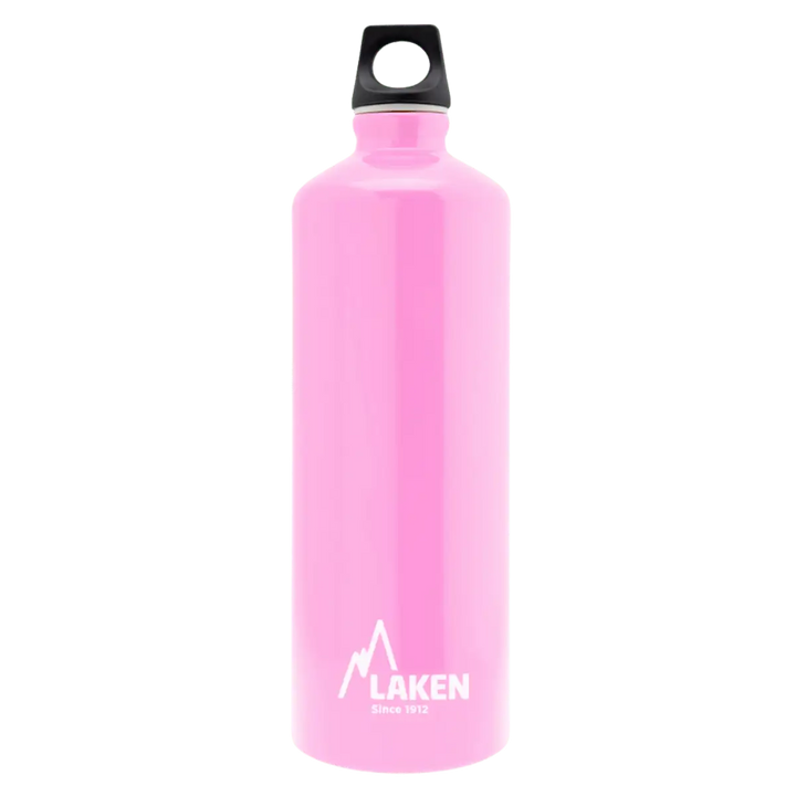 Botella de aluminio rosa de 1 litro con tapón FUTURA negro