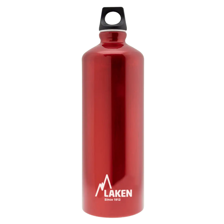 Botella de aluminio roja de 1 litro con tapón FUTURA negro