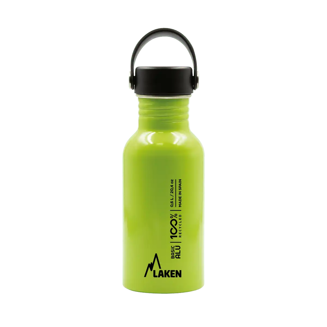 Botella de aluminio BASIC ALU verde manzana de 0,60 litros con tapón OASIS