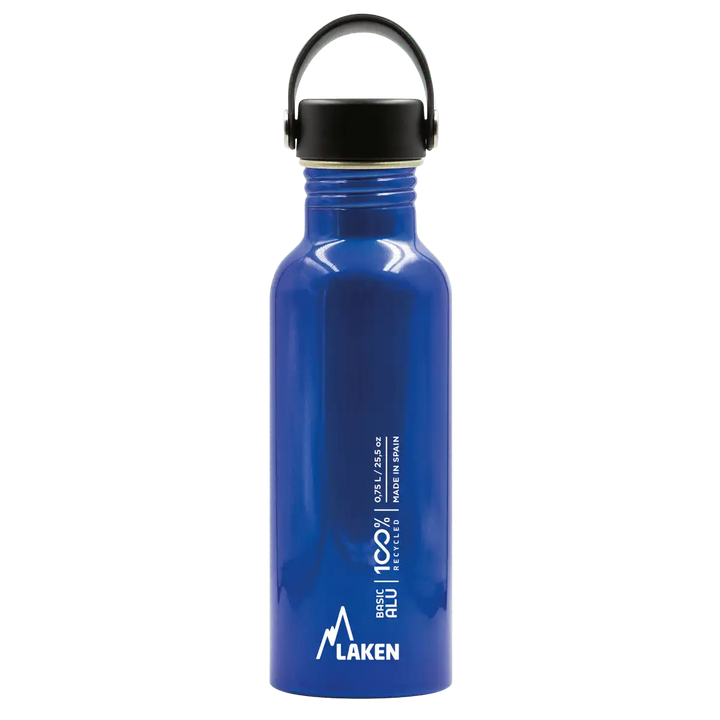 Botella de aluminio BASIC ALU azul de 0,75 litros con tapón OASIS