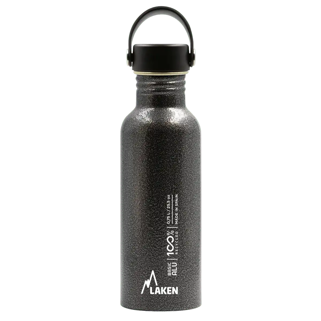 Botella de aluminio BASIC ALU gris de 0,75 litros con tapón OASIS