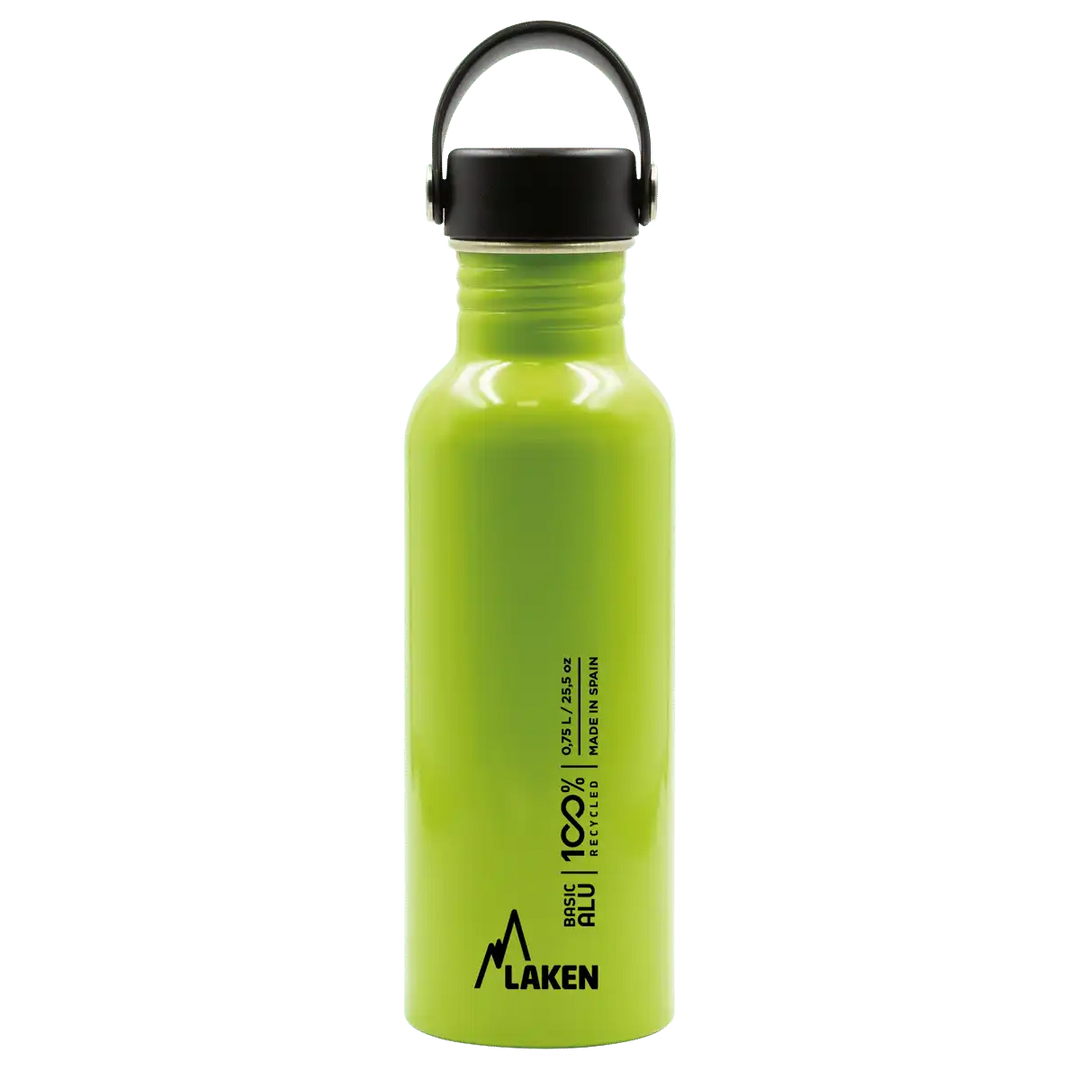 Botella de aluminio BASIC ALU verde manzana de 0,75 litros con tapón OASIS