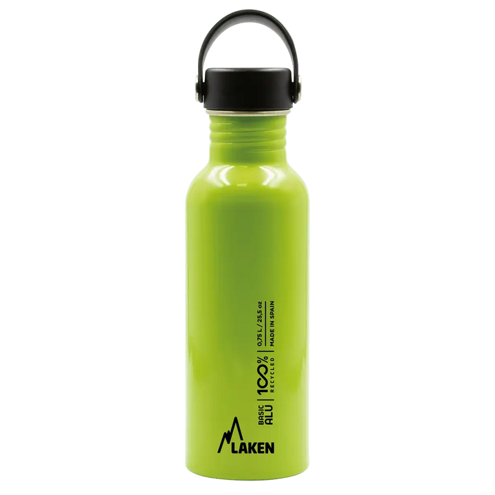 Botella de aluminio BASIC ALU verde manzana de 0,75 litros con tapón OASIS