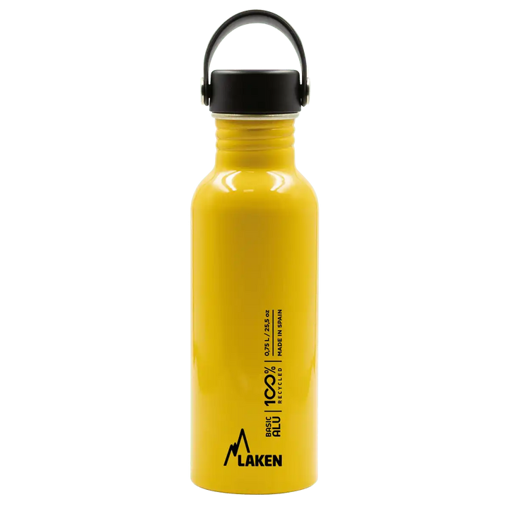 Botella de aluminio BASIC ALU amarilla de 0,75 litros con tapón OASIS