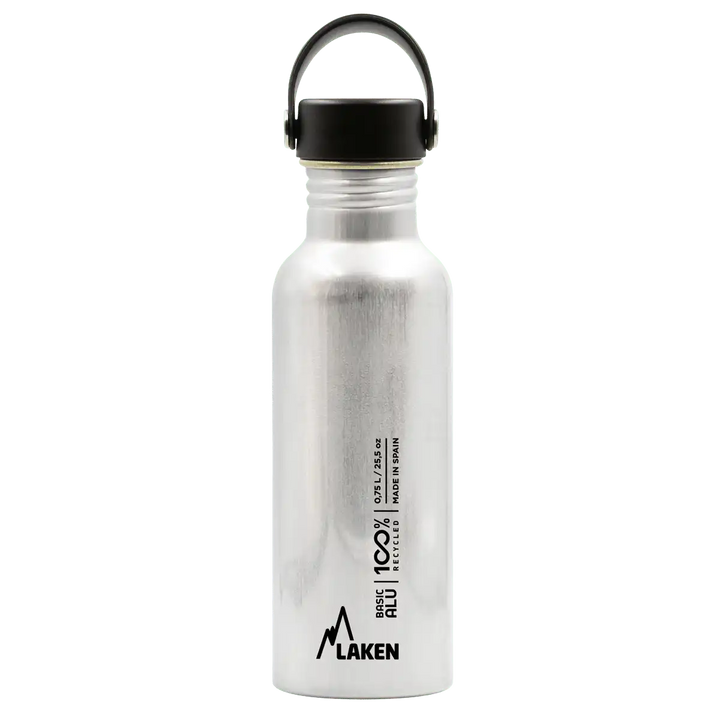 Botella de aluminio BASIC ALU plata de 0,75 litros con tapón OASIS