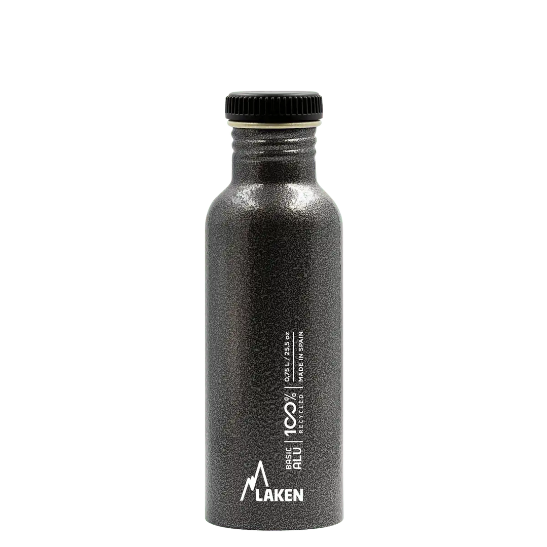 Botella de aluminio BASIC ALU gris de 0,75 litros con tapón PLAIN