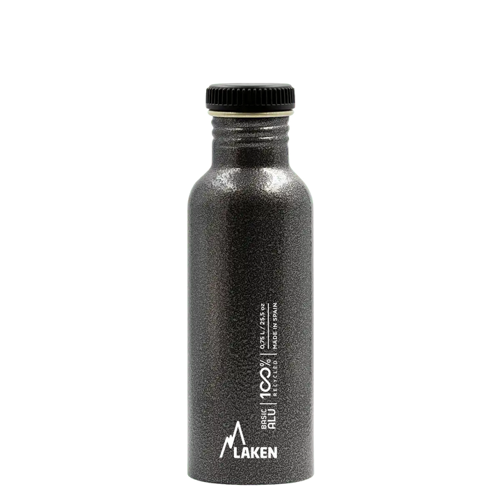 Botella de aluminio BASIC ALU gris de 0,75 litros con tapón PLAIN