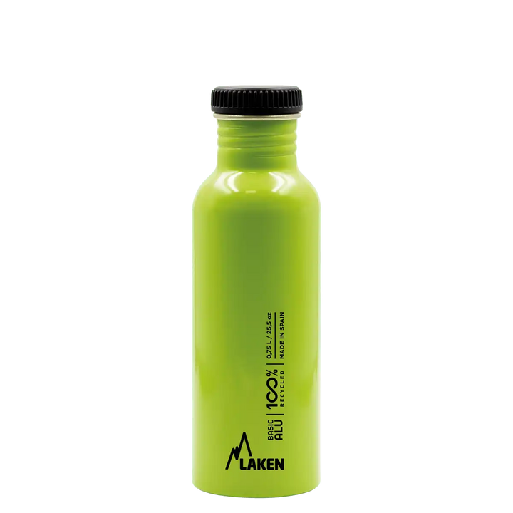 Botella de aluminio BASIC ALU verde manzana de 0,75 litros con tapón PLAIN