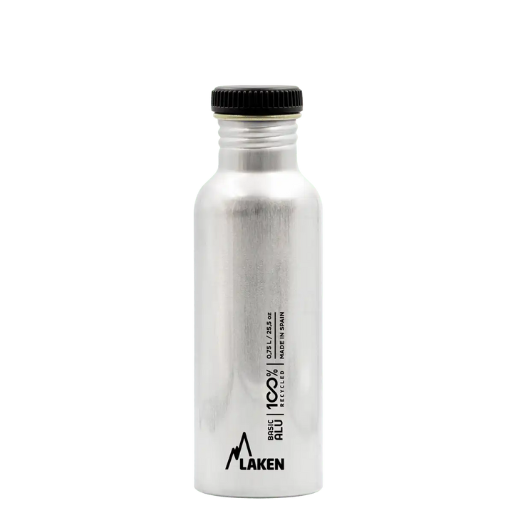 Botella de aluminio BASIC ALU plata de 0,75 litros con tapón PLAIN