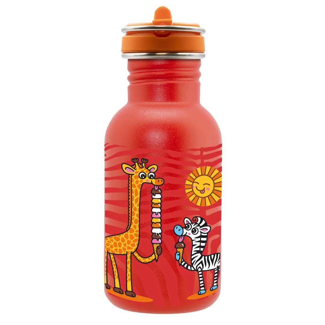 Botella infantil roja con tapón Flow naranja