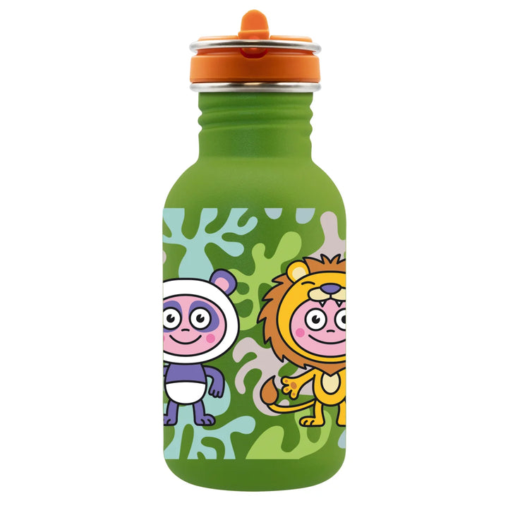 Botella infantil verde con tapón Flow naranja