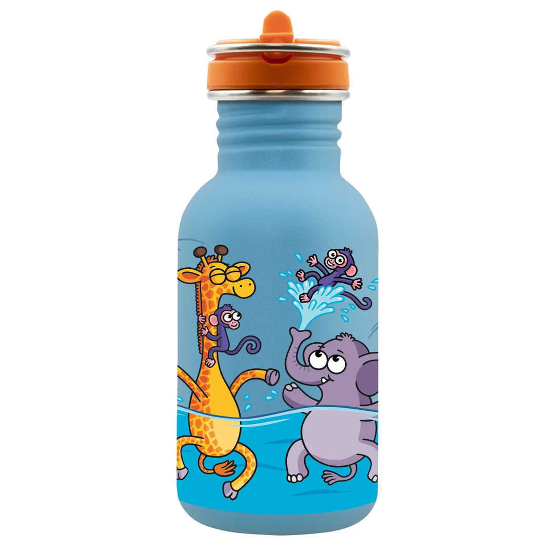 Botella infantil azul con tapón Flow naranja