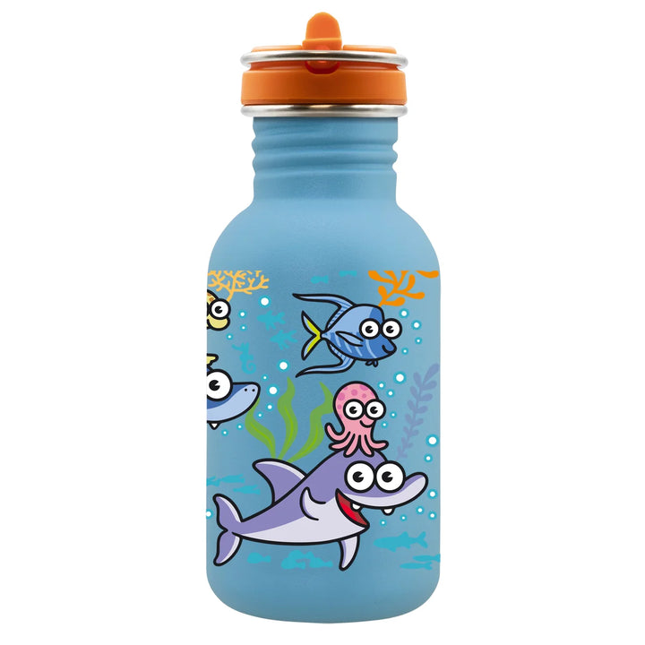 Botella infantil azul con tapón Flow naranja